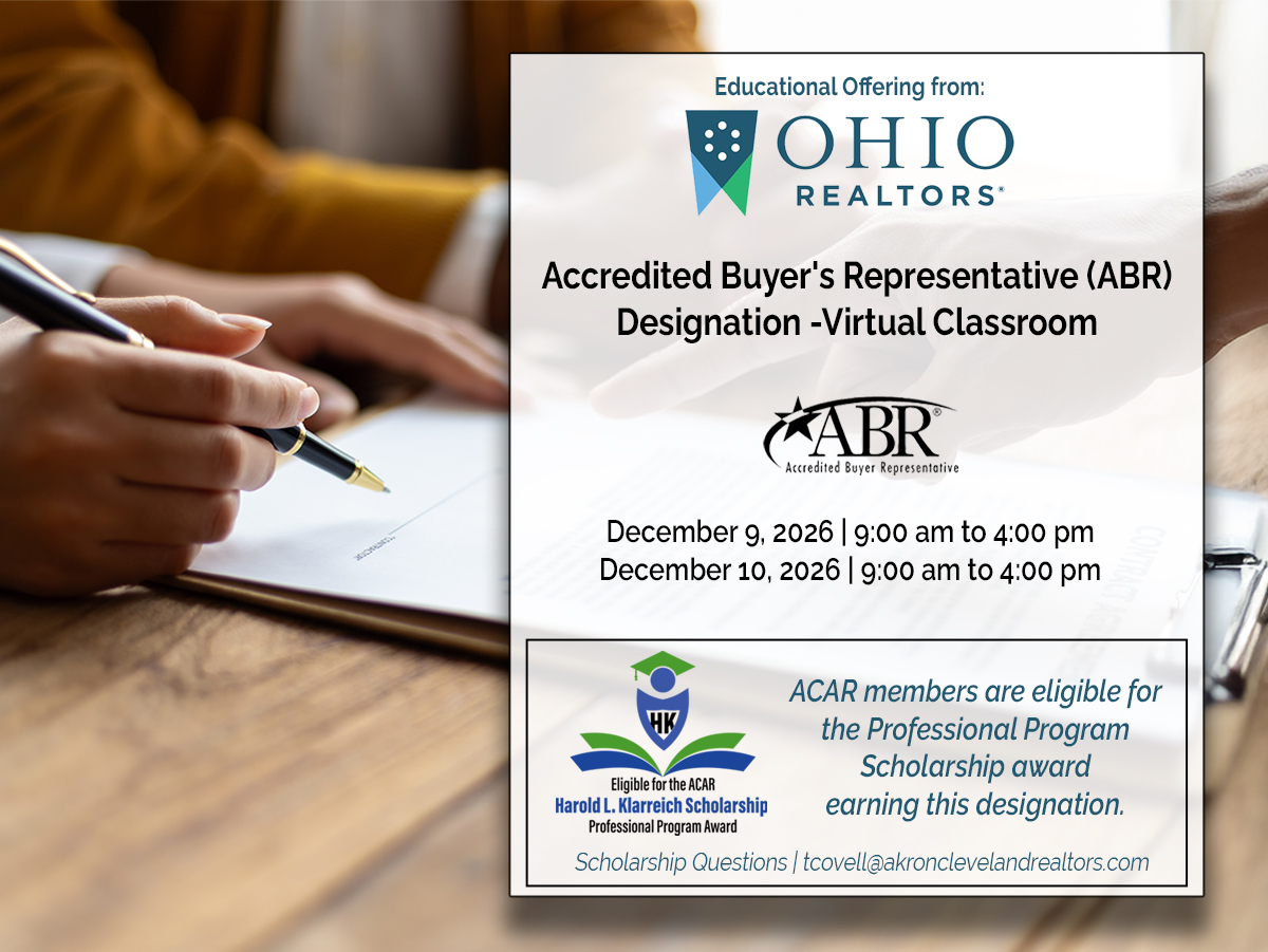 Featured image for “OR Accredited Buyer’s Representative (ABR) Designation – Virtual Classroom – December 9 and 10”